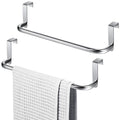 2 Pieces Metal Towel Bar Kitchen Cabinet Steel Towel Rack Bar for Hanging on Inside or Outside of Doors, Home Kitchen Bathroom(Silver) - color: Silver