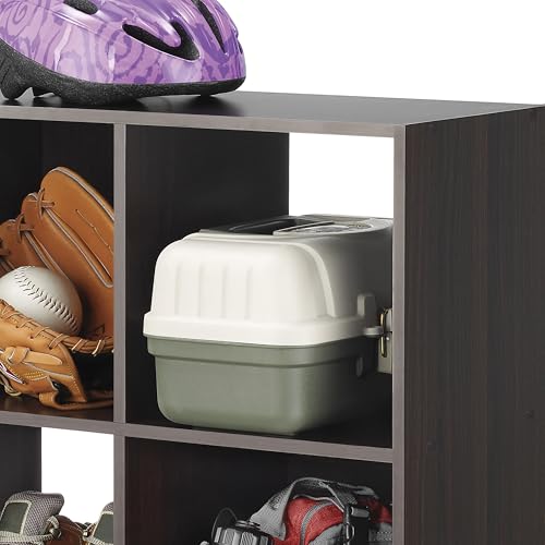 Whitmor 9 Cube Storage Organizer, 3 Tier Stackable MDF Wood Bookcase, Open Storage Display Bookshelf, Storage Cabinet for Living Room, Bedroom, Home, Office, 35.5" L x 11.7" W x 35.5" H, Espresso - color: Espresso, size: 9 Cube, 35.5"L x 11.7"W x 35.5"H