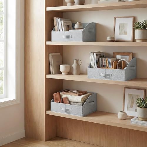GRANNY SAYS Closet Organizer Bins, Trapezoid Storage Bin, Storage Baskets for Shelves, Collapsible Clothes Organizers and Storage, Baskets for Organizing Clothes, Toys, Ash Gray, 3-Pack - color: Ash Gray, size: 16½"L x 11"W x 7¾"H