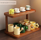 Wood 2-Tier Wooden Spice Rack for Cabinet ，cup shelf organizer kitchen，Kitchen Counter Shelf for Tea Coffee Bar Accessories,Matcha Stand, Cup Display, Condiment Storage Rack