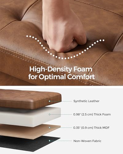 SONGMICS MAZIE Collection - 30 Inches Storage Ottoman Bench with Flipping Lid, Storage Chest Footstool, Load 660 lb, for Entryway, Living Room, Bedroom, Synthetic Leather, Coffee Brown ULSF045K01 - color: Coffee Brown, size: 15"D x 30"W x 15"H