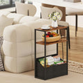 TUTOTAK Narrow Side Table, Small End Table with Charging Station, Nightstand with Fabric Basket, Bedside Table for Small Space, Livingroom, Bedroom Brown TB01BB095 - color: Brown