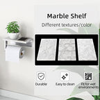 Gypie Brushed Nickel Toilet Paper Holder with Natural Marble Shelf, Screw Wall Mounted, Tissue Roll Holder for Bathroom Washroom - color: Brushed Nickel, size: 1 Roll