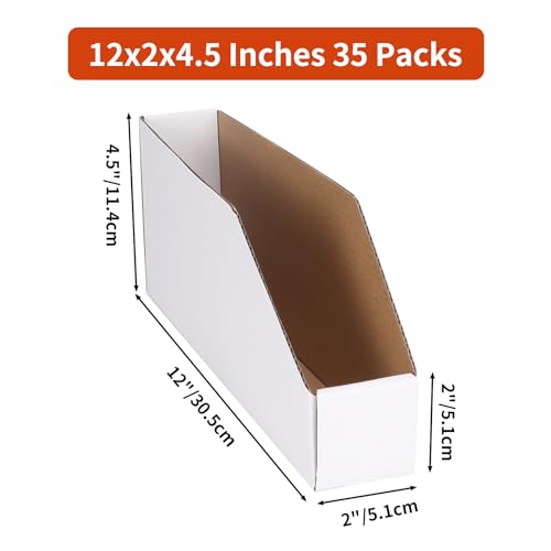 ZBEIVAN Cardboard Storage Bins Boxes 35 Packs 12x2x4.5 Inches, Easy Assembly Pantry Organizer Bins for Shelf, White - color: White, size: 12x2x4.5 inch