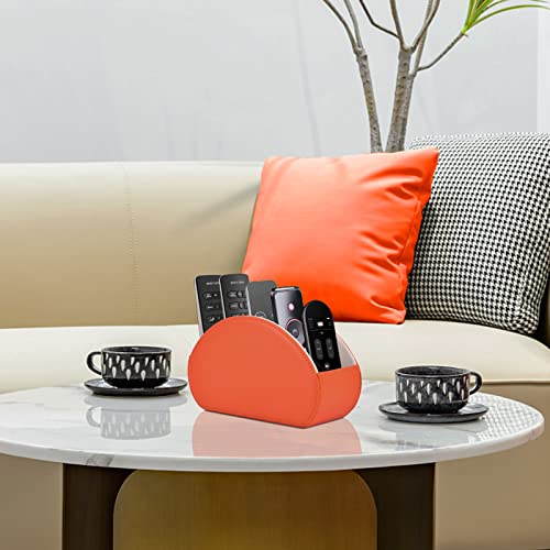 Remote Control Holder,TV Remote Caddy/Box with 5 Compartments,Bedside Table Organizer for Controller,Glasses,makeup brushes,jewelry and Media Player,Pen/Pencil Storage(Orange) - color: Orange