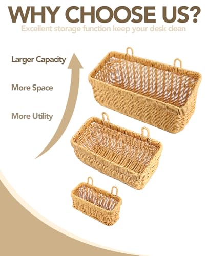 AceList Wall Hanging Basket, Boho Style Hand-Woven Hanging Storage Baskets - Set of 3, Ideal for Boho Room Decor, Kitchen, Garden, and Living Room - color: logs, size: 3 pc (set)