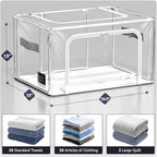 Sorbus Storage Bins with Metal Frame - Stackable & Foldable Clothes Organizer Bags - Clear Soft Plastic Storage Containers (4 Pack, Medium) - size: Medium, style: 4 Pack