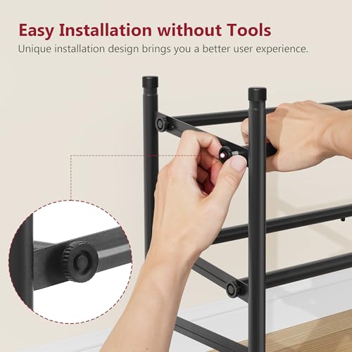 Tajsoon Expandable Shoe Rack for Closet 2 Tier, 28“-41“ Adjustable & Stackable Shoe Shelf Storage, Metal Shoe Rack Organizer for Front Door Entrance, Closet, Garage, Entryway, Black - color: Black, size: 2 Tier