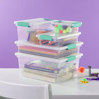 Sterilite Clip Box, Stackable Small Storage Bin with Latching Lid, Plastic Container to Organize Office, Crafts, Clear Base and Lid, Large, 1-Pack - size: Large, style: 1 Pack