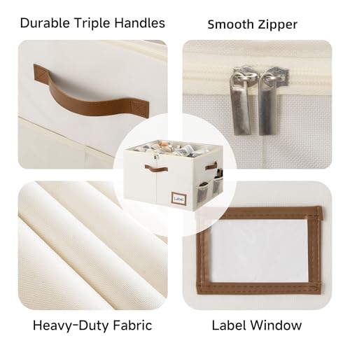 StorageWorks Shoe Organizer for Closet, 2 Pack Shoe Storage Boxes with Clear Lid, Stackable Shoe Storage Organizer for Sandals and Slippers, Fabric Shoe Bins for Closet, Holds 16–32 Pairs, Beige - color: Beige, size: Medium-2 Pack