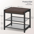 HOOBRO Small Shoe Bench, 3-Tier Shoe Rack, Shoe Storage Bench with PU Seat Cushion, Entryway Shoe Rack Bench with Metal Mesh Shelves, Freestanding Shoe Organizer for Hallway, Brown CB33HX01 - color: Brown + Black