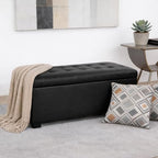 HomePop Large Tufted Storage Bench - Classic Black - color: Classic Black