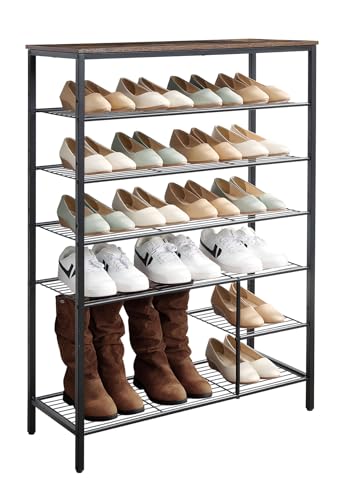 6 Tier Shoe Rack Organizer, Metal Mesh Shoe Storage Shelf, Storage Boots .for Entryway, Closet,Hallway, Bedroom,Cloakroom,Garage, Industrial,Rustic Brown - size: 6-Tier