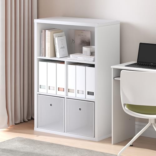 Furinno Cubicle Book Shelf, 5-Cube Bookshelf, Extra Thick Frame Cube Storage Organizer Bookcase with Closed Back, 15.3 x 29.9 x 43.3, for Living Room, Bedroom, Home Office, White - color: White, size: 5-Cube, Thick Frame