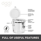 Oggi 4pc Clear Canister Set with Clamp Lids & Spoons - Airtight Food Storage Containers, Ideal for Kitchen & Pantry Storage of Bulk, Dry Food Including Flour, Sugar, Coffee, Rice, Tea, Spices & Herbs - size: 4-Piece Set