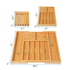 Wencrfat Silverware Drawer Organizer with Removable Knife Block and Dividers, Expandable Bamboo Kitchen Drawer Organizer, Flatware Utensil Cutlery Organizer for Drawer 8 Compartments