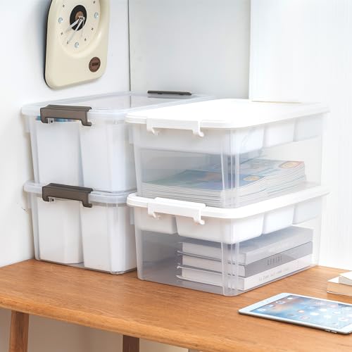 Citylife 17 QT Plastic Storage Bins Clear Storage Box with Lids Multipurpose Stackable Storage Containers for Organizing Tool, Craft, Crayon, 4 Packs - size: 4 Pack-17 QT-W