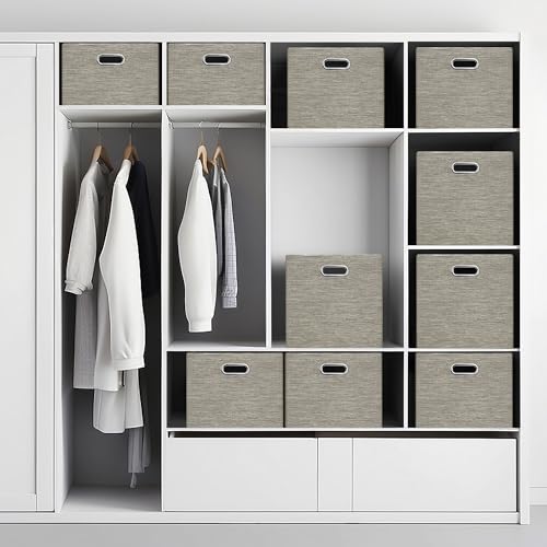 Posprica 15.12"x12.13"x12.01" Storage Cube Bins, Linen Decorative Closet Storage Organizer for IKEA Kallax, 4 Pack Fabric Foldable Large Storage Baskets for Closet, Shelves, Clothes, Toy -Coffee - color: Coffee, size: 15.12 Lx12.13 Wx12.01 H