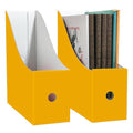 Limitliho 2 Pack Magazine File Folder Holder for Desk, Golden Yellow Book Bins for Classroom Library,Office,Home, 10.6" H x 10.2" L x 3.5" W in Cardboard Paper Organizer - color: Golden yellow