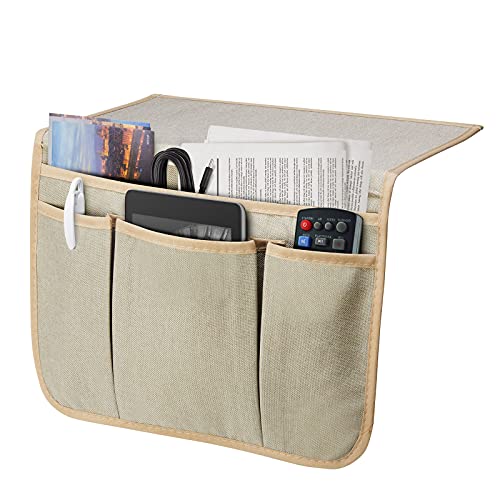 Bedside Caddy Bedside Storage Organizer Magazine Phone Tablet iPad Remote Holder, Organizer Caddy for Home College Dorm Bed, Sofa, Bunk Bed (Pale Khaki) - color: Pale Khaki