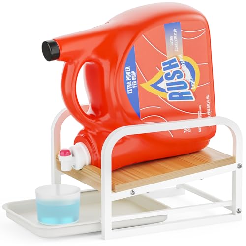 Laundry Detergent Holder Liquid Laundry Detergent Riser and Stand with Drip Tray for Laundry Room Organization (Tilted-White) - style: Tilted-White