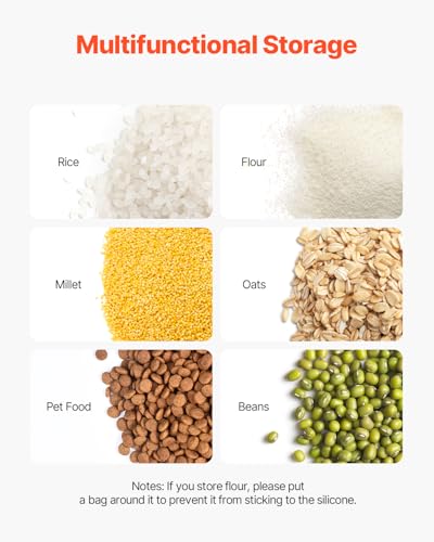 VEVOR Rice Storage Container, 3.5Gal/15Lx2 + 4.5Gal/20Lx2 Large Dog Food Dispenser Bin, Kitchen Ingredient Grain Cereal Bin, Pet food Containers with Wheels, 4 Measuring Cups, Airtight Lid, 4 Pack - size: 4.5 Gallon*2+3.5Gallon*2