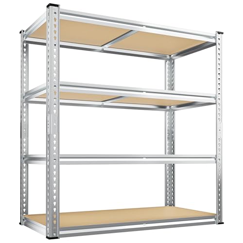 REIBII 40" W Garage Shelving 2000LBS Storage Shelves Adjustable Metal Shelving 4 Tier Pantry Shelves for Garage Closet Kitchen Basement 40" W x 19.7''D x 60''H, Silver - size: 40"W x 19.7''D x 60''H