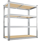 REIBII 40" W Garage Shelving 2000LBS Storage Shelves Adjustable Metal Shelving 4 Tier Pantry Shelves for Garage Closet Kitchen Basement 40" W x 19.7''D x 60''H, Silver - size: 40"W x 19.7''D x 60''H