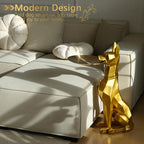 3D Large Dog Sculpture Tissue Box Cover & Key Holder Stand – Golden Resin Side Table, Multipurpose Entryway Organizer with 11.8" Detachable Tray, Cute Door Side Art Ornaments Living Room Figurine