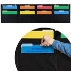 Essex Wares - 8 Pocket File Pocket Chart, Black, 28" Wide x 26" Tall - Versatile Wall Hanging File Folder Organizer for Classroom, Office, Home, and More - Wall Folder Organizer - 8 Pockets - size: 8 Pocket