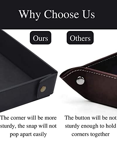 CASIRENA Faux Leather Valet Tray Organizer for Men - Catch-All Tray for Entryway Table Key, Wallet, Watch, Coin Change, Phone, Dresser EDC Dump Jewelry, Bedside Nightstand Desk-top - color: Black, size: Rectangle