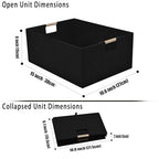 xianshengle Fabric Storage Basket for Shelves, Collapsible Storage Bins with wood Handles, Rectangle Closet Baskets, Wardrobe Organiser, for Sorting Clothes, Family Items (Black) (1)