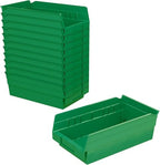Akro-Mils 30130 Plastic Shelf Bins, Heavy Duty Storage Bins for Garage, Closet, and Drawer Organization, 12" x 6-1/2" x 4", Green, 12-Pack - color: Green