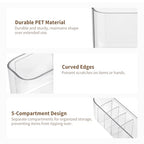 PAVSTINE 2 Pack Adhesive Medicine Cabinet Organizer, Clear Wall Mounted Makeup Storage Shelves for Bathroom Vanity, No Drilling Narrow Organizers for Door Cabinet, 5 Compartment - size: 5-Compartment Wall-Mounted