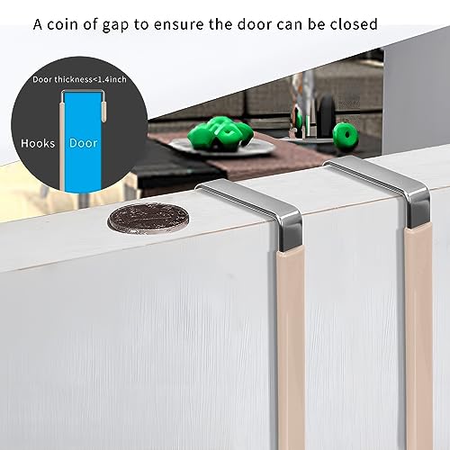 FYY Over The Door Hooks, 4 Pack Door Hangers Hooks with Rubber Prevent Scratches Heavy Duty Organizer Hooks for Living Room, Bathroom, Bedroom Hanging Clothes, Towels, Hats, Coats, Bags Nude - color: A Nude, size: Short, style: 4 Pack