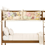Ofiray-home Stuffed Animal Hammock, Bedside Stuffed Animal Storage Net Corner - Kids Nursery Wall Bedroom Home Decor, Cotton Bedside Toy Organizer Net with Tether, Stretches up to 47.25 In, Beige