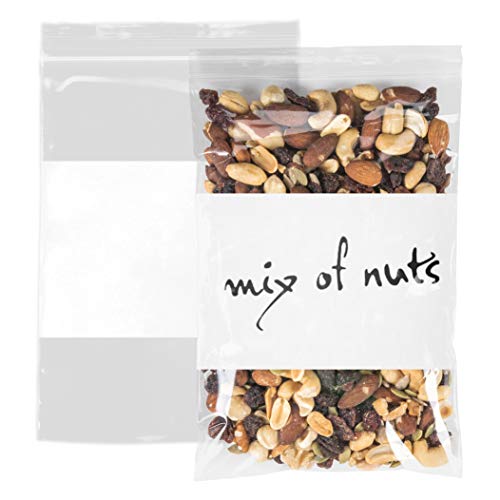 APQ Pack of 1000 Seal Top Bags with Write-On Block 6 x 9. Ultra Thick Polyethylene Bags for Packing and Storing 6x9. 4 mil. Plastic bags for industrial, food service, health needs. - size: 6" x 9" / 1000 Pack