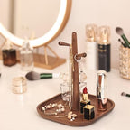 3 Tiers Wooden Key Holder with Tray,Wood Decorative Organizer in Entryway for Keys, Wallet and Small Stuff, Jewelry Hanging Stand Display on Dresser (Walnut) (3 Tiers)