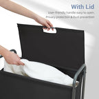 STORAGE MANIAC Rolling Laundry Hamper with Lid, 85 L Laundry Sorter with Wheels, 2 Loads Dirty Clothes Hamper, Laundrys Organizer, Clothes Basket Cart with Wheels for Small Space, Black
