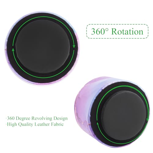 Round Leather Art Supply Organizer,Remote Control Holder,360-degree Rotating Pen Organizer with 4 Compartments(1-Purple Blue Splash Ink) - color: 1-Purple Blue Splash Ink