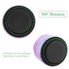 Round Leather Art Supply Organizer,Remote Control Holder,360-degree Rotating Pen Organizer with 4 Compartments(1-Purple Blue Splash Ink) - color: 1-Purple Blue Splash Ink