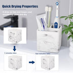 Diatomite Toothbrush Holders for Bathrooms, Electric Toothbrush and Toothpaste Holder 3 Slots Tooth Brush Organizer for Bathroom Countertop, Shower, Vanity - Marble White - color: Marble White