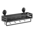 Shower Caddy Suction Cup, 11.8 inch Suction Shower Shelf with Hooks NO-Drilling Bathroom Holder, Rustproof Bathroom Organizer, Dark Grey - size: 11.8 inches