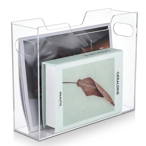 Clear Acrylic Hanging File Organizer Box with Handles, Portable File Folder Organizer for Letter/A4 Size, Desktop Filing Storage Crate for Office & Home - 1 Pack