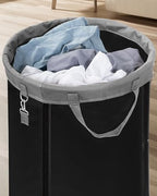 STORAGE MANIAC Rolling Laundry Hamper with Wheels 110L Laundry Basket, Round Laundry Cart with Metal Frame and Removable Bag, Clothes Hamper for Bedroom, Bathroom, Dorm Room, Laundry Room, Black - color: Black