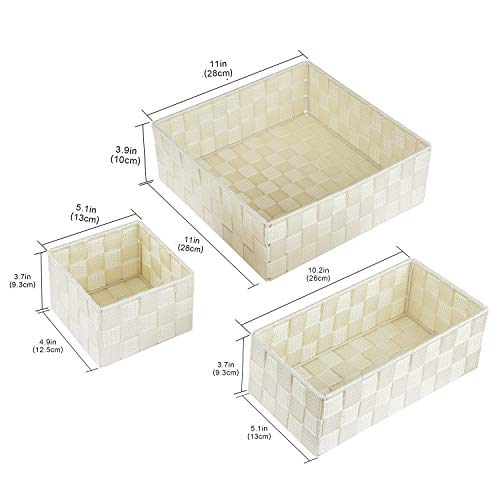 Posprica Woven Storage Baskets for Organizing, Small Black Baskets Cube Bin Container Tote Organizer Divider for Drawer, Closet, Shelf, Dresser, Set of 4(Beige) - color: Beige