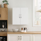 SoBuy Kitchen Wall Cabinet, Narrow Bathroom Wall Cabinet Over The Toilet Storage, Wall Mounted Medicine Cabinet with Adjustable Shelf, Floating Storage Cabinet for Laundry Room, White BZR200-T-W - color: White