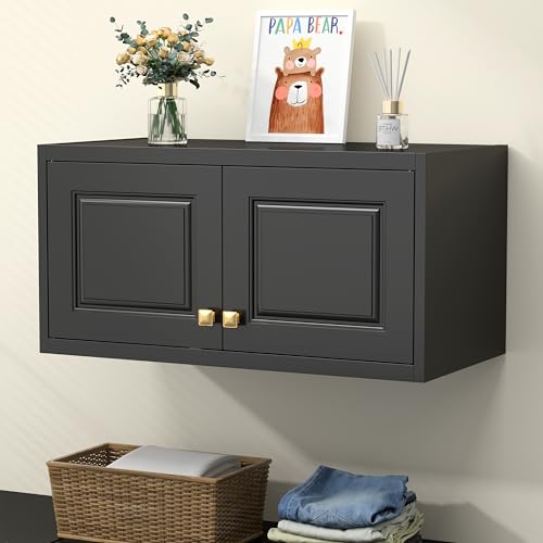 UNICOLY 15" Wall Mounted Storage Cabinet, Small Armoire Wardrobe Closet, Small Hanging Cabinet for Bedroom School, Employee, Gym, Armarios De Ropa para Dormitorio, Assembly Required, Black - color: Black, size: 15"H-Square J