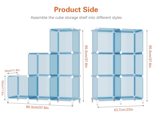 Portable Closet 6 Cube Closet Organizer and Storage Shelf Bookcase with Metal Hammer, Organizer Cabinet for Kids, Bedroom, Bathroom - color: Blue, size: 11.8 x 11.8 x 11.8 Inch