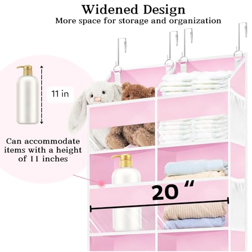 Ofiray-home Pink Over The Door Organizer 5 Tiers, Extra Large Behind Door Storage of 10 Compartments, 50 lbs Weight Capacity Over The Door Storage for Closet, Diaper Organizer - color: Pink - 5 Tiers